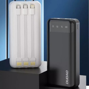 Dudao capacious power bank with 3 built-in cables 20000mAh USB Type C micro USB Lightning black (Dudao K6Pro )