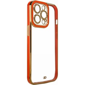 4Kom.pl Fashion Case case for iPhone 12 gel cover with gold frame red