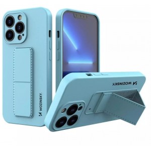 Wozinsky Kickstand Case silicone case with stand iPhone 13 mini light blue