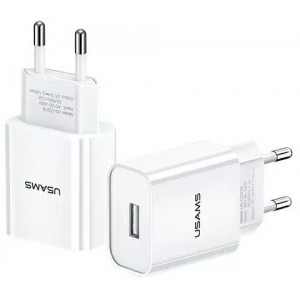 Usams Wall charger 1x USB T18 2.1A (only head) white/white Fast Charging CC075TC01