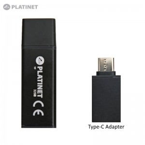 Platinet Super izpārdošana - Platinet PMFEC32B 2in1 32GB USB 2.0 un Micro Type-C Pieslēguma OTG Adapteris Telefonam Planšetdatoram Melns