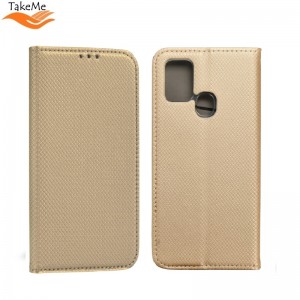 Takeme Чехол-книжка с магнетической фиксацией без клипсы Samsung Galaxy A12 (A125F) Золотой
