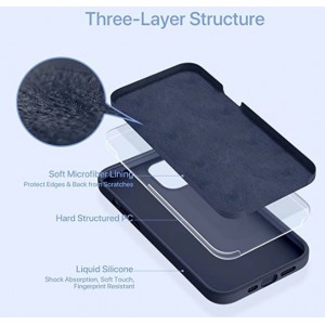 Riff Тонкий & Мягкий силиконовый чехол-крышка с мягкой подкладкой для iPhone 13 Dark Blue