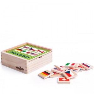 Woody 93058 Деревянное развивающая игра на память - Флаги (44шт.) для детей от 3 лет + (12x12см)