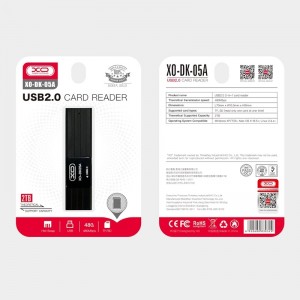 XO DK05A 2in1 Karšu lasītājs USB 2.0 Flash Disks ar Micro SD un SD karšu slotu Melns