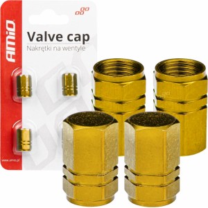 Amio Aluminium valve cap yellow 4 pcs AMIO-03633