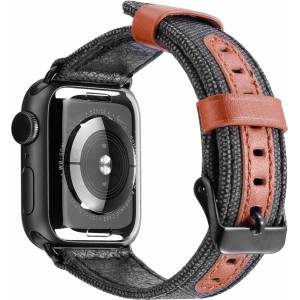 Dux Ducis Canvas Кожанный Ремешок для часов Apple Watch 38 / 40 mm Черный-Коричневый