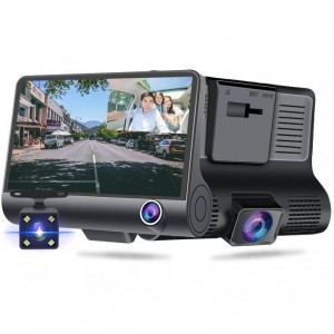 Roger 3in1 Auto Videoreģistrators ar integrētu priekšējo / Aizmugurējo / Salona kameru / Full HD / 170 grādu skatu
