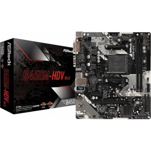 Asrock B450M-HDV R4.0 AMD AM4 MATX 2xDDR4 1xM.2 Материная плата