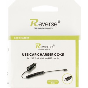 Reverse CC-21 Universāls 2.1A Micro  USB Vads 1.2m Auto Lādētajs Mobilajam Telefonam / Planšetei / GPS