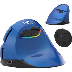Delux Wireless Vertical Mouse Delux M618Mini BT4.0 + 2.4Ghz 4000DPI RGB (blue)