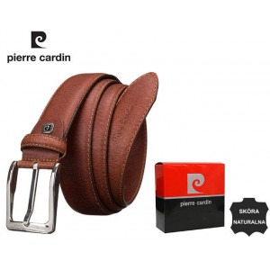 Ремень мужской кожаный, 110см, Pierre Cardin 9025 COGNAC, коричневый, 5903051167249