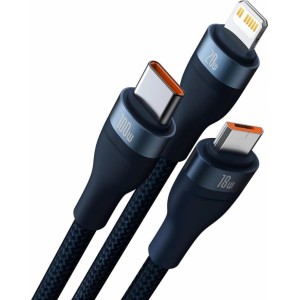 Baseus Flash Series II cable USB Type C / USB Type A - USB Type C / Lightning / micro USB 100 W 1.2 m blue (CASS030103) (universal)