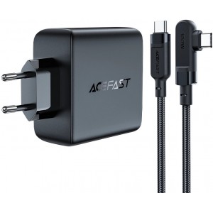 Acefast fast charger GaN 3xUSB-C/1xUSB-A 100W black + angled cable USB-C - USB-C 100W 2m black (universal)