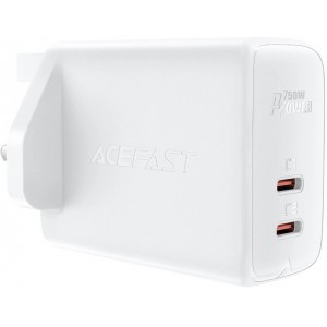 Acefast GaN charger (UK plug) 2x USB Type C 50W, Power Delivery, PPS, Q3 3.0, AFC, FCP (A32 UK) (universal)