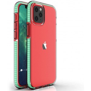 Hurtel Spring Case clear TPU gel protective cover with colorful frame for iPhone 12 mini mint (universal)