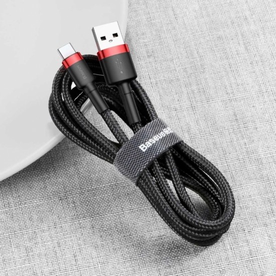 Baseus Cafule Cable durable nylon cable USB / USB-C QC3.0 2A 2M black-red cable (CATKLF-C91) (universal)