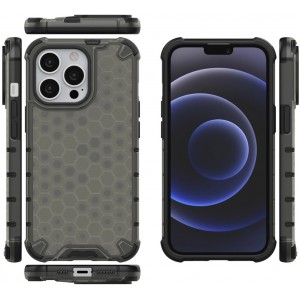 Hurtel Honeycomb Case armor cover with TPU Bumper for iPhone 13 Pro black (universal)