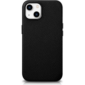 Icarer Litchi Premium Leather Case iPhone 14 Plus Magnetic Leather Case with MagSafe Black (WMI14220711-BK) (universal)