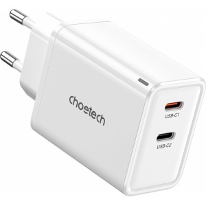 Choetech PD6013 2x USB-C PD 65W GaN wall charger - white (universal)