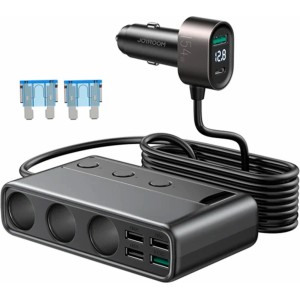 Joyroom 9in1 laptop car charger 154W - 5x USB / 1x USB Type C / 3x cigarette lighter socket Power Delivery / Quick Charge / PPS / AFC / FCP black (JR-CL06) (universal)