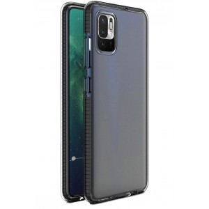 Hurtel Spring Case clear TPU gel protective cover with colorful frame for Xiaomi Redmi Note 10 5G / Poco M3 Pro black (universal)