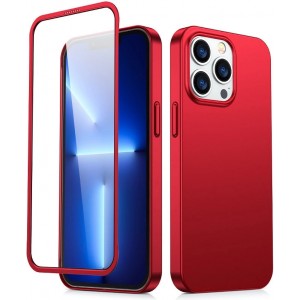 Joyroom 360 Full Case front and back cover for iPhone 13 Pro + tempered glass screen protector red (JR-BP935 red) (universal)