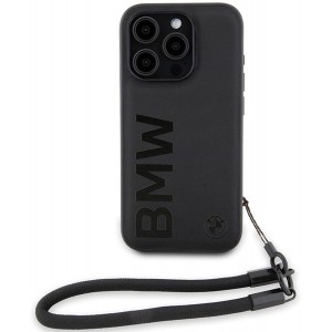 BMW Signature Leather Wordmark Cord case for iPhone 15 Pro - black (universal)