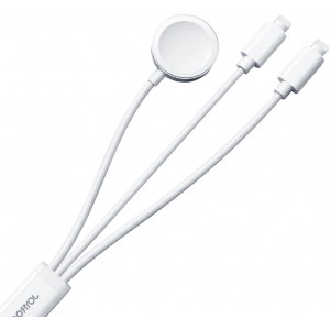 Joyroom S-IW007 3-in-1 cable USB-A magnetic charger - Lightning 1.2m - white (universal)