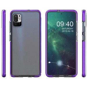 Hurtel Spring Case clear TPU gel protective cover with colorful frame for Xiaomi Redmi Note 10 5G / Poco M3 Pro black (universal)