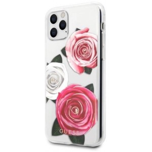 Guess GUHCN58ROSTRT iPhone 11 Pro transparent hardcase Flower Desire Pink & White Rose (universal)