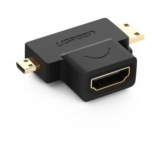 Ugreen adapter HDMI Type A (female) to mini HDMI (male) / micro HDMI (male) black (20144) (universal)
