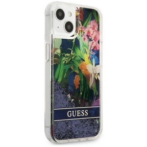 Guess GUHCP13SLFLSB iPhone 13 mini 5.4" blue/blue hardcase Flower Liquid Glitter (universal)