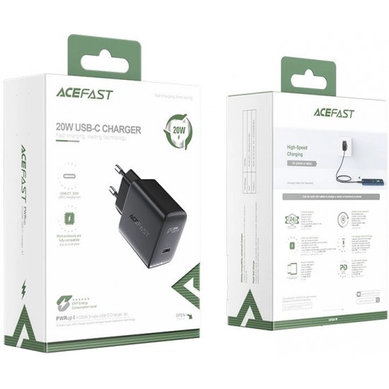Acefast fast charger USB Type C 20W Power Delivery black (A1 EU black) (universal)