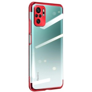 Hurtel Clear Color Case Gel TPU Electroplating frame Cover for Xiaomi Redmi Note 10 5G / Poco M3 Pro red (universal)