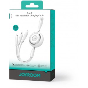 Joyroom S-A40 Colorful Series 3in1 retractable cable USB-A to USB-C / Lightning / microUSB 1m - white (universal)