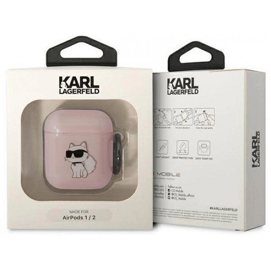 Karl Lagerfeld KLA2HNCHTCP Airpods 1/2 cover pink/pink Ikonik Choupette (universal)