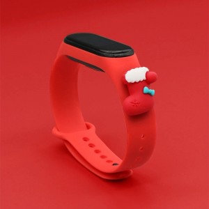 Hurtel Strap Xmas Wristband for Xiaomi Mi Band 4 / Mi Band 3 Christmas Silicone Strap Bracelet Red (Sock) (universal)