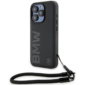 BMW Signature Leather Wordmark Cord case for iPhone 15 Pro - black (universal)