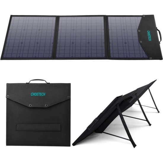 Choetech solar charger USB foldable 120W DC, USB C, 2 x USB black (SC008) (universal)