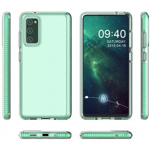 Hurtel Spring Case clear TPU gel protective cover with colorful frame for Samsung Galaxy S21 Ultra 5G mint (universal)
