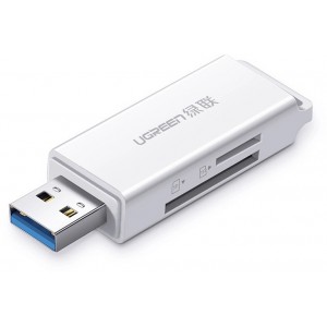 Ugreen portable TF/SD card reader for USB 3.0 white (CM104) (universal)