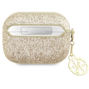 Guess GUAP2GLGSHD AirPods Pro 2 cover gold/gold Glitter Flake 4G Charm (universal)