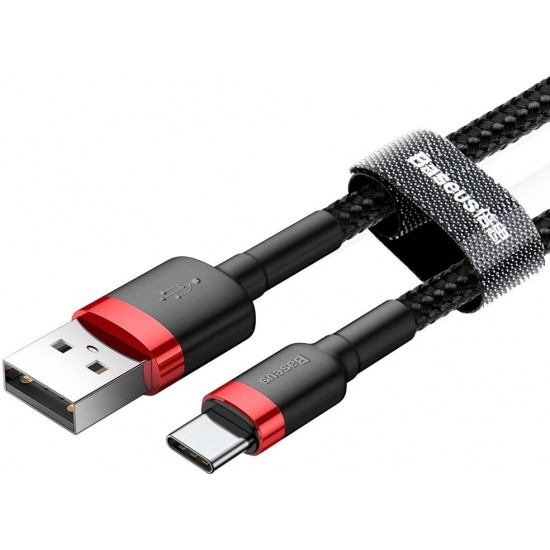 Baseus Cafule Cable durable nylon cable USB / USB-C QC3.0 2A 2M black-red cable (CATKLF-C91) (universal)