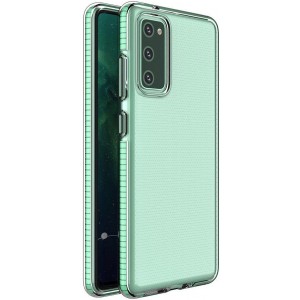 Hurtel Spring Case clear TPU gel protective cover with colorful frame for Samsung Galaxy S21 Ultra 5G mint (universal)