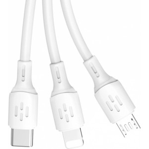 Dudao USB cable - USB C / micro USB / Lightning 480Mb/s 6A 1.2m - white (universal)