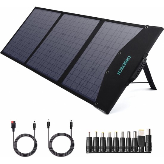 Choetech solar charger USB foldable 120W DC, USB C, 2 x USB black (SC008) (universal)