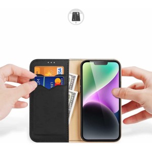 Dux Ducis Hivo iPhone 15 Plus RFID Blocking Wallet Case - Black (universal)