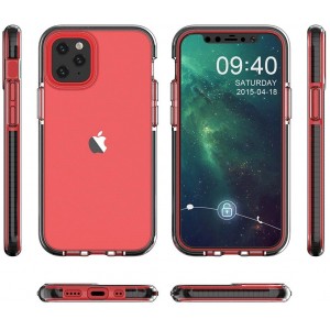 Hurtel Spring Case clear TPU gel protective cover with colorful frame for iPhone 12 mini mint (universal)