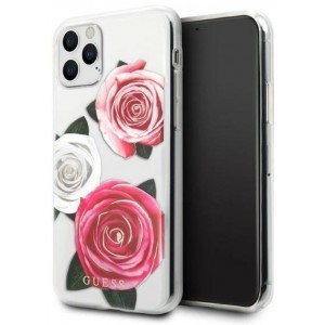 Guess GUHCN58ROSTRT iPhone 11 Pro transparent hardcase Flower Desire Pink & White Rose (universal)